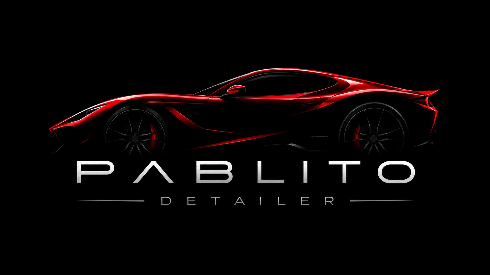 Pablito Detailer – logo z sylwetką czerwonego auta sportowego